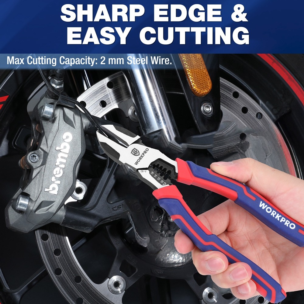 WORKPRO Diagonal Cutting Plier 7.5″ Wire Stripper Heavy Duty Side-Cutting Pliers