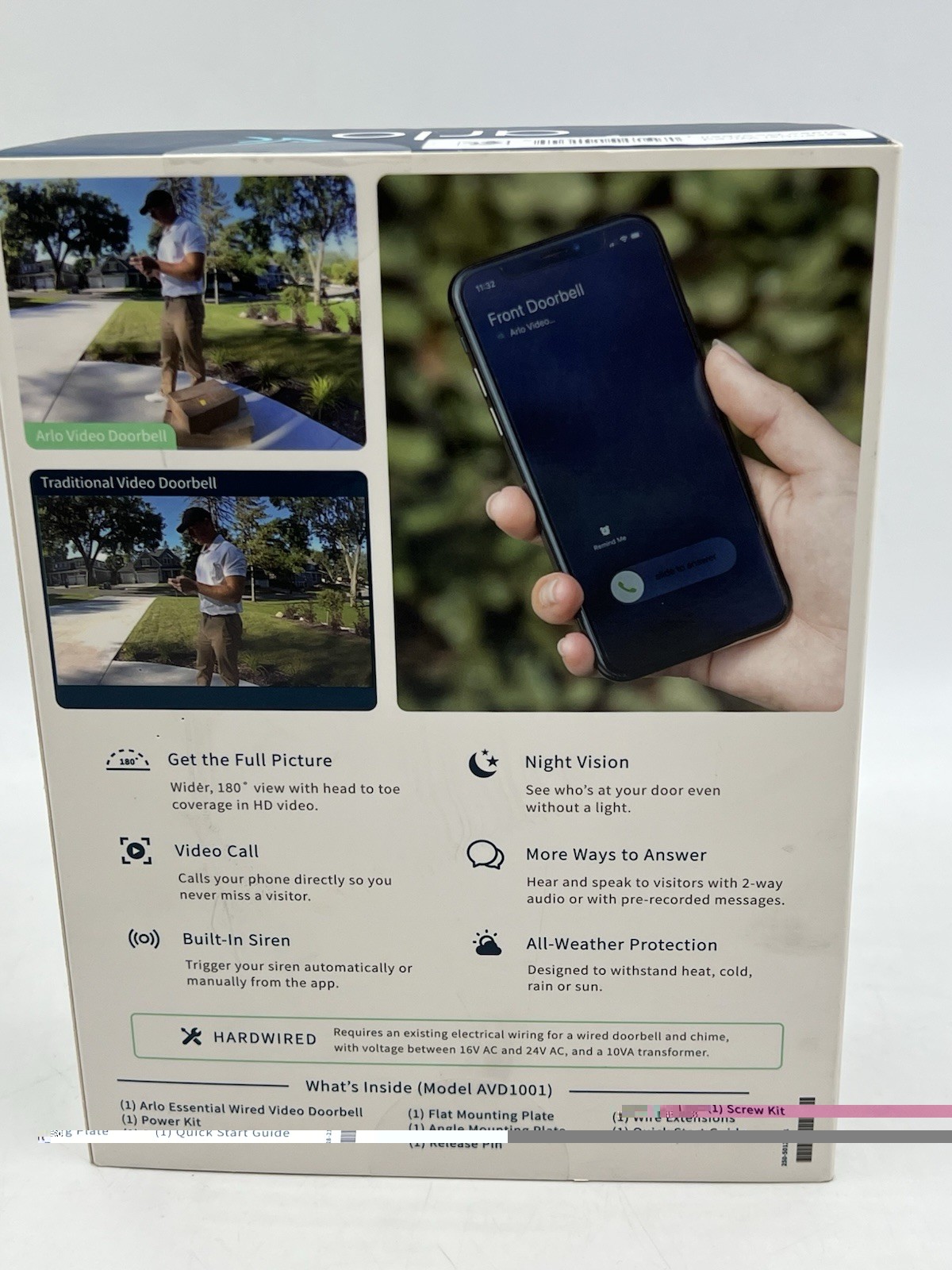 Arlo Essential Wired Video Doorbell – HD Video,Night Vision, Audio, 3 Months Inc