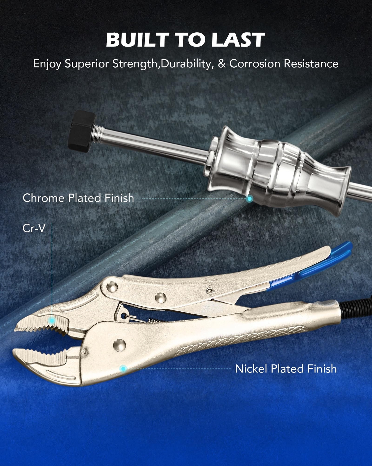 Orion Motor Tech Vise Grip Slide Hammer, 9.8 in Locking Pliers 2 lb Slide Ham…