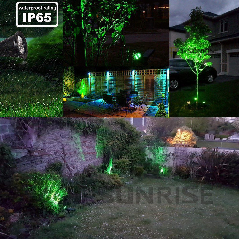 T-SUN 4Pks Solar LED Landscape Light Green Outdoor Garden Lamp Pathway Spotlight