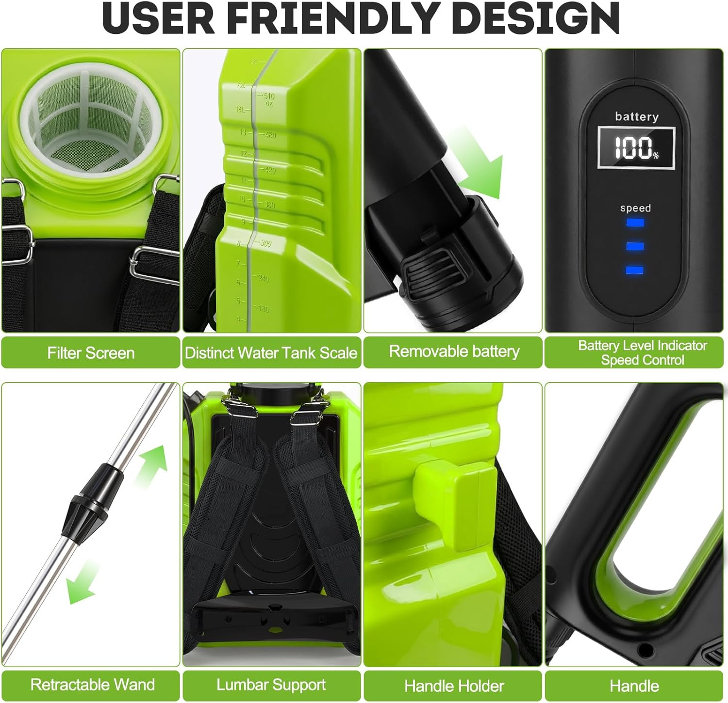 Battery Powered Backpack Sprayer 4.2 Gallon 100 PSI Electric Garden Sprayer | 3