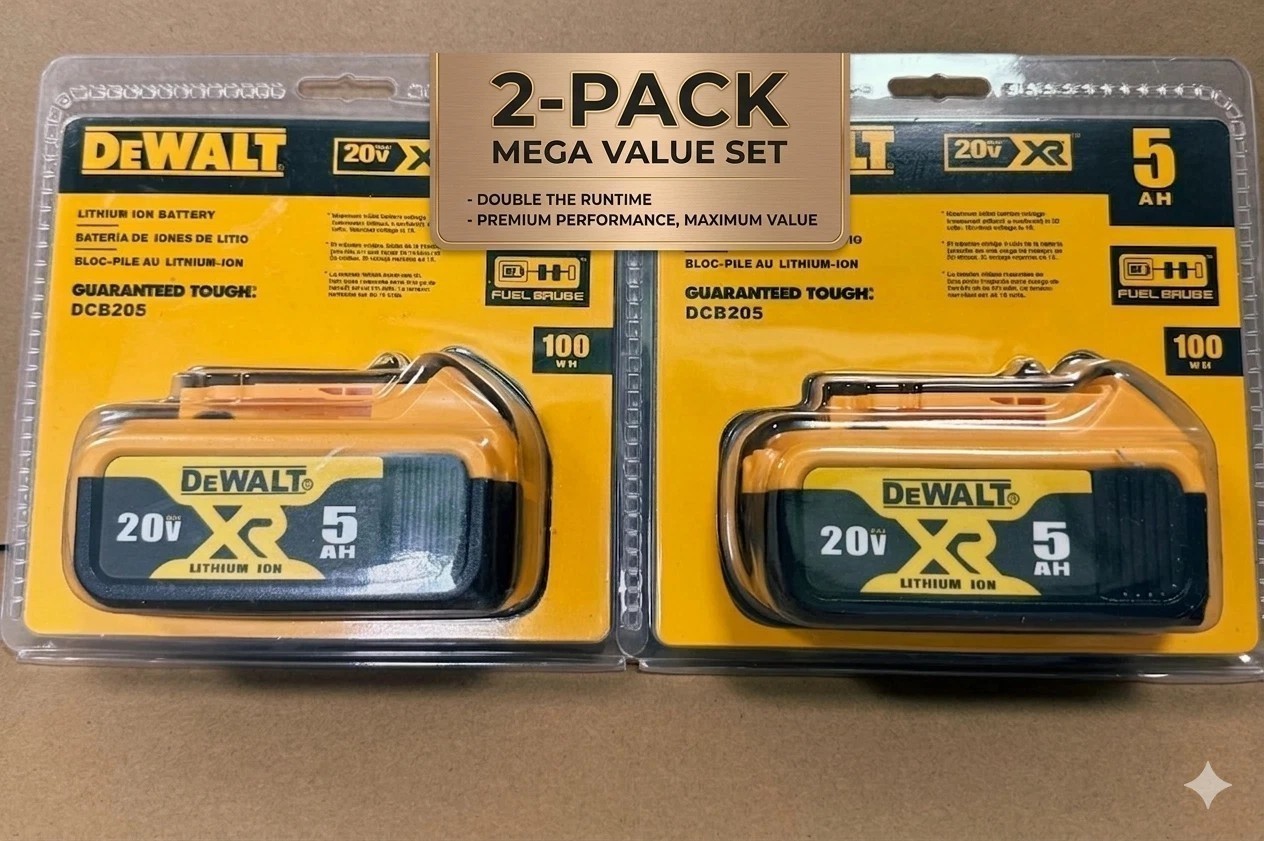 2 Pack DEWALT DCB205 20V Max XR 5.0Ah Lithium-Ion Battery New In Pack US