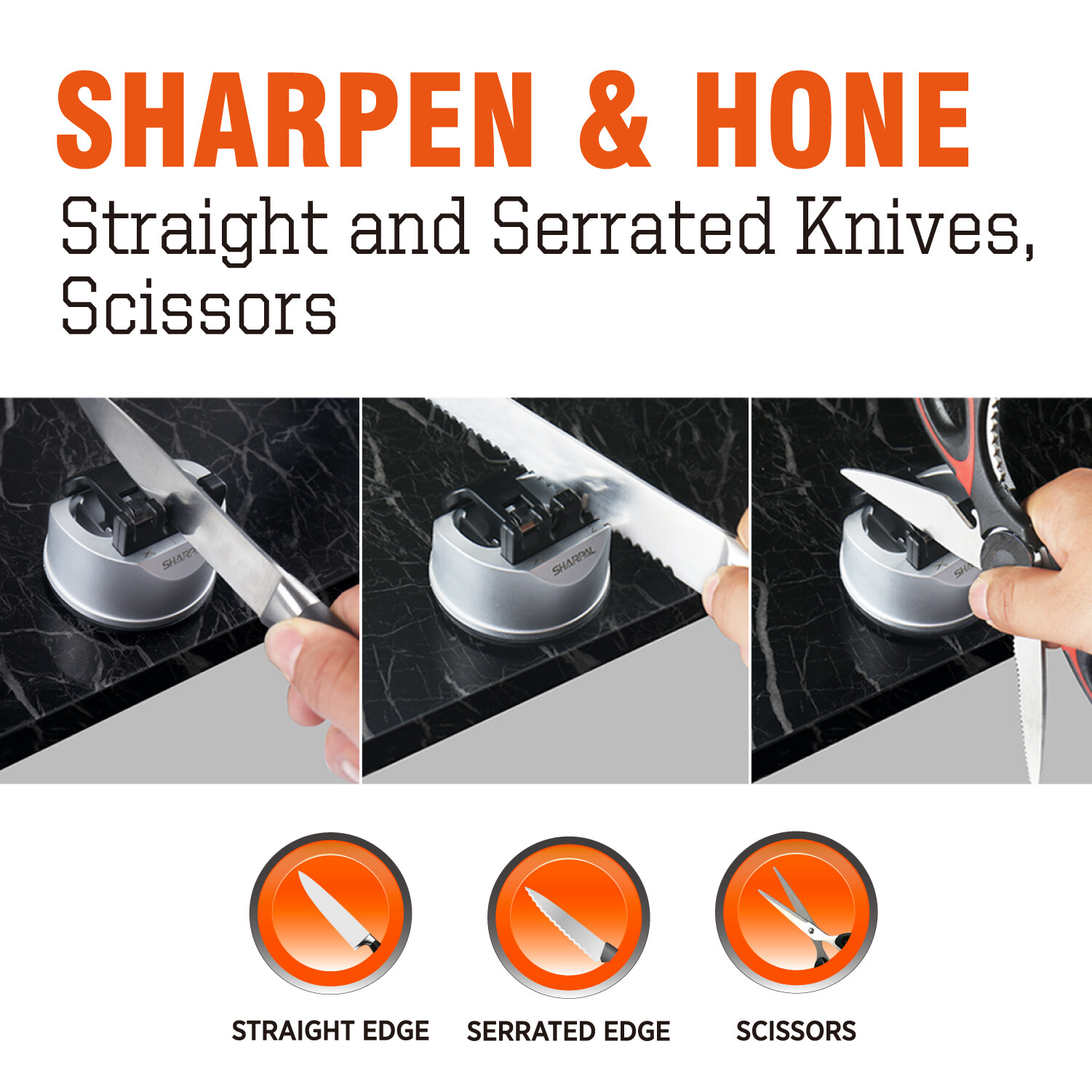 Kitchen Knife Scissors Sharpener Sharpening Tool for Straight & Serrated Knives