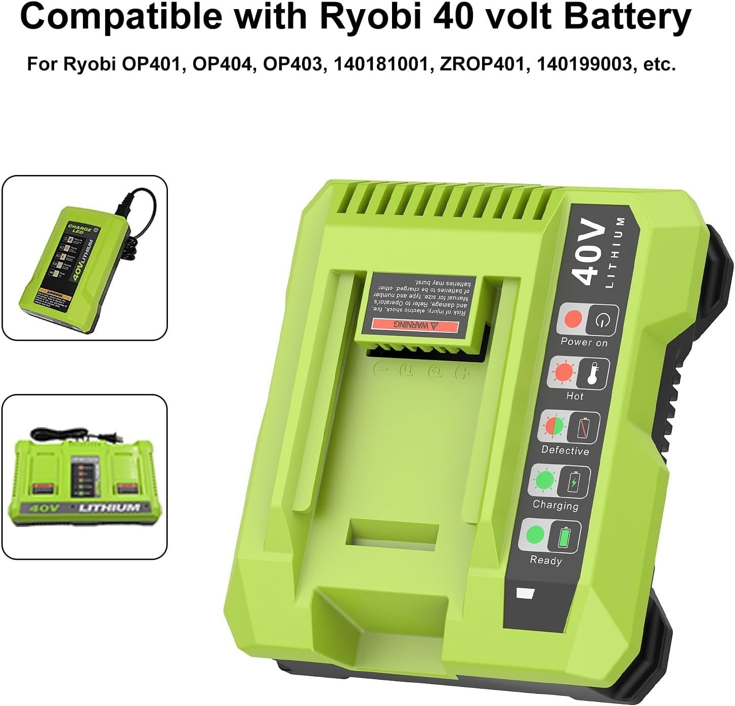 40V Rapid Charger for Ryobi One Plus 40Volt lithium-ion Battery Charger OP401