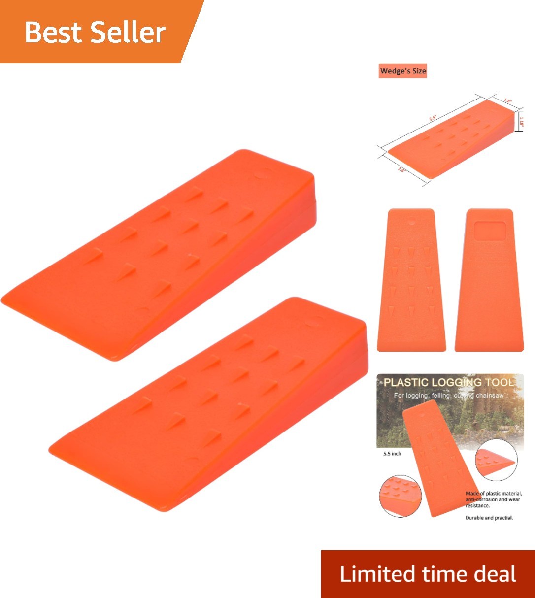 High Impact ABS Plastic Felling Wedges – Efficient Tree Cutting Aid 2 Pack