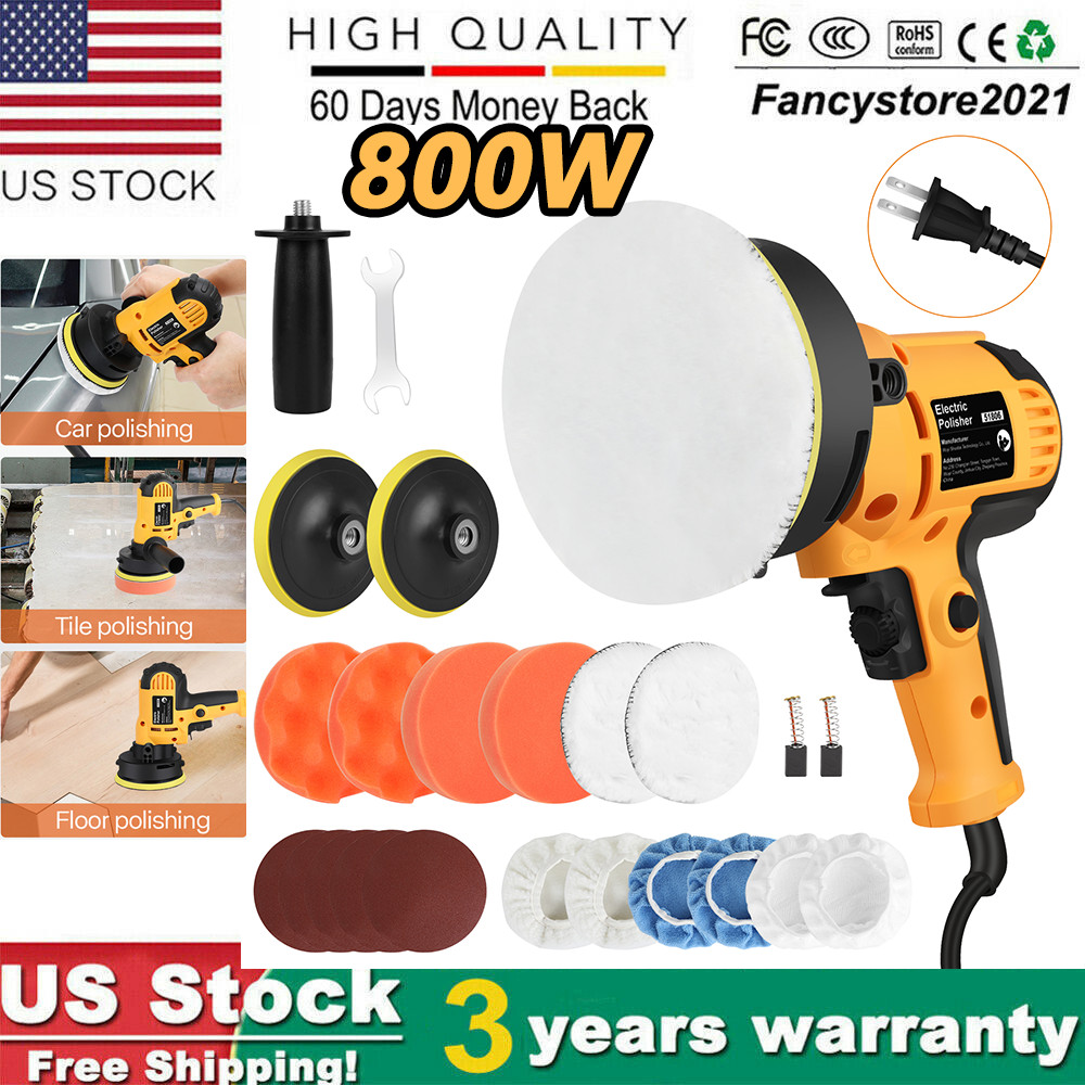 800W Car Polisher Buffer Sander Polishing Machine Kit Waxing with 5″ Pad Bonnet