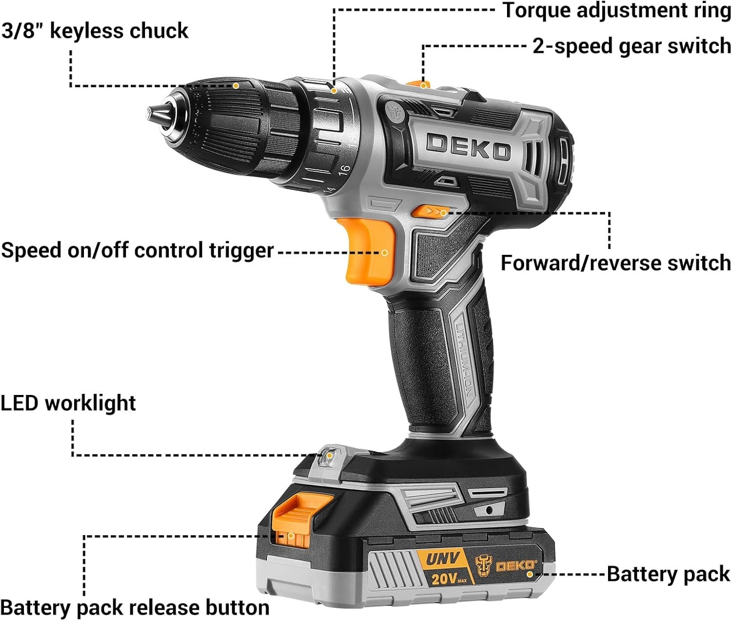 Power Drill Cordless: Cordless Drill 20V Electric Power Drills Set Tool Drill…