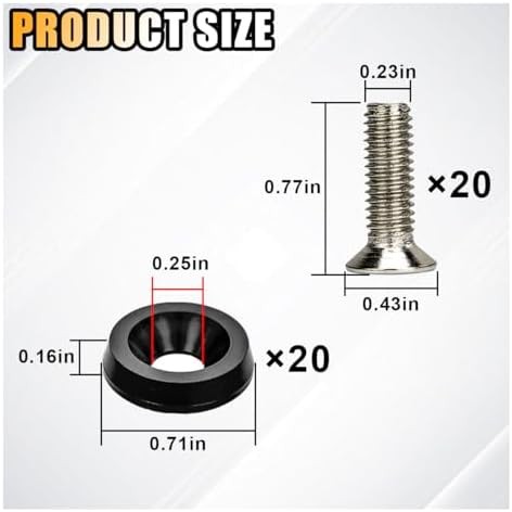 20PCS Aluminum Bumper Fender Washer Stainless Steel Bolts, Engine Bay Dress Up F