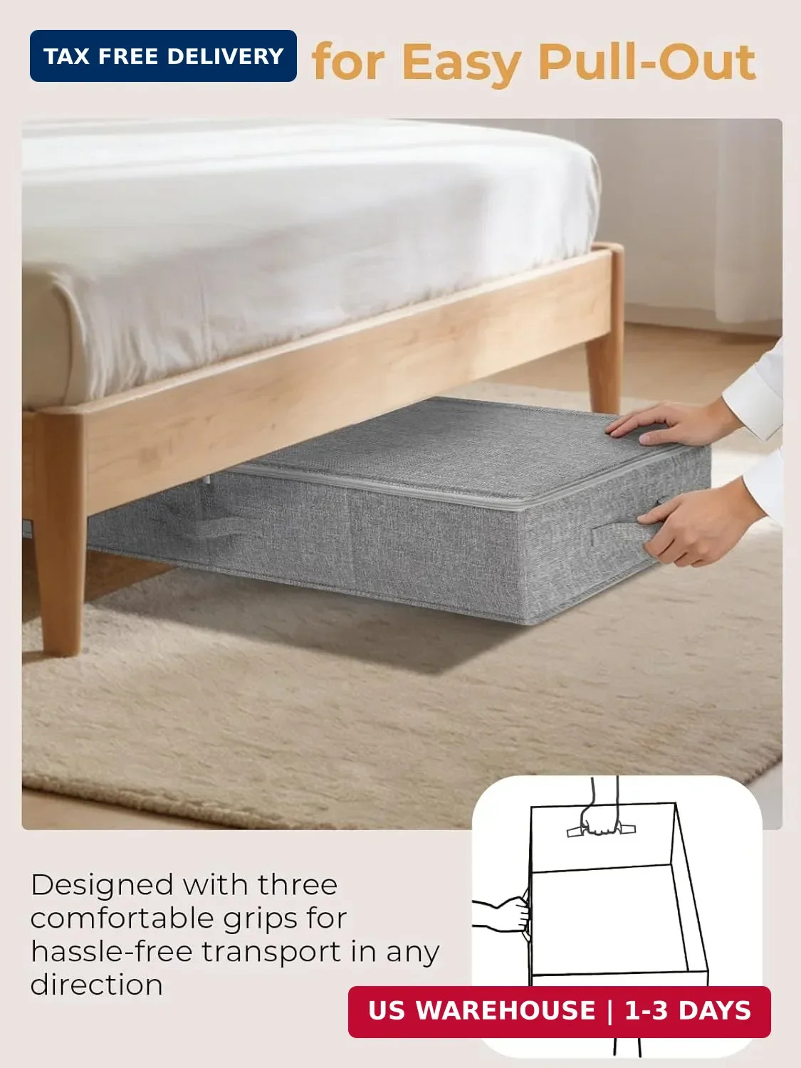 6.7 in Tall Sturdy Under Bed Storage Container with Lid, 2Pack, Gray | St