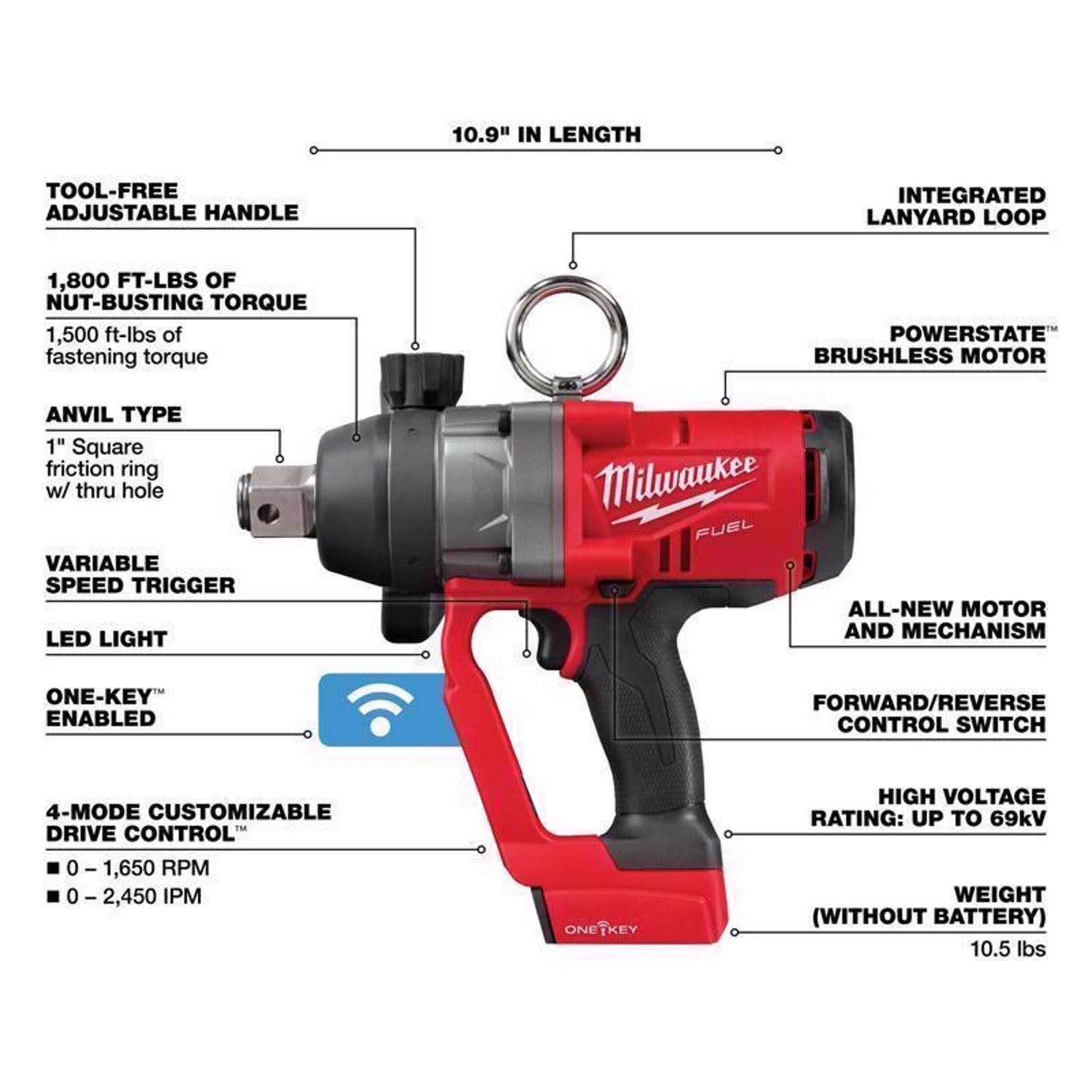 Milwaukee 2867-20 M18 FUEL 1 in. Cordless Brushless Impact Wrench Tool Only