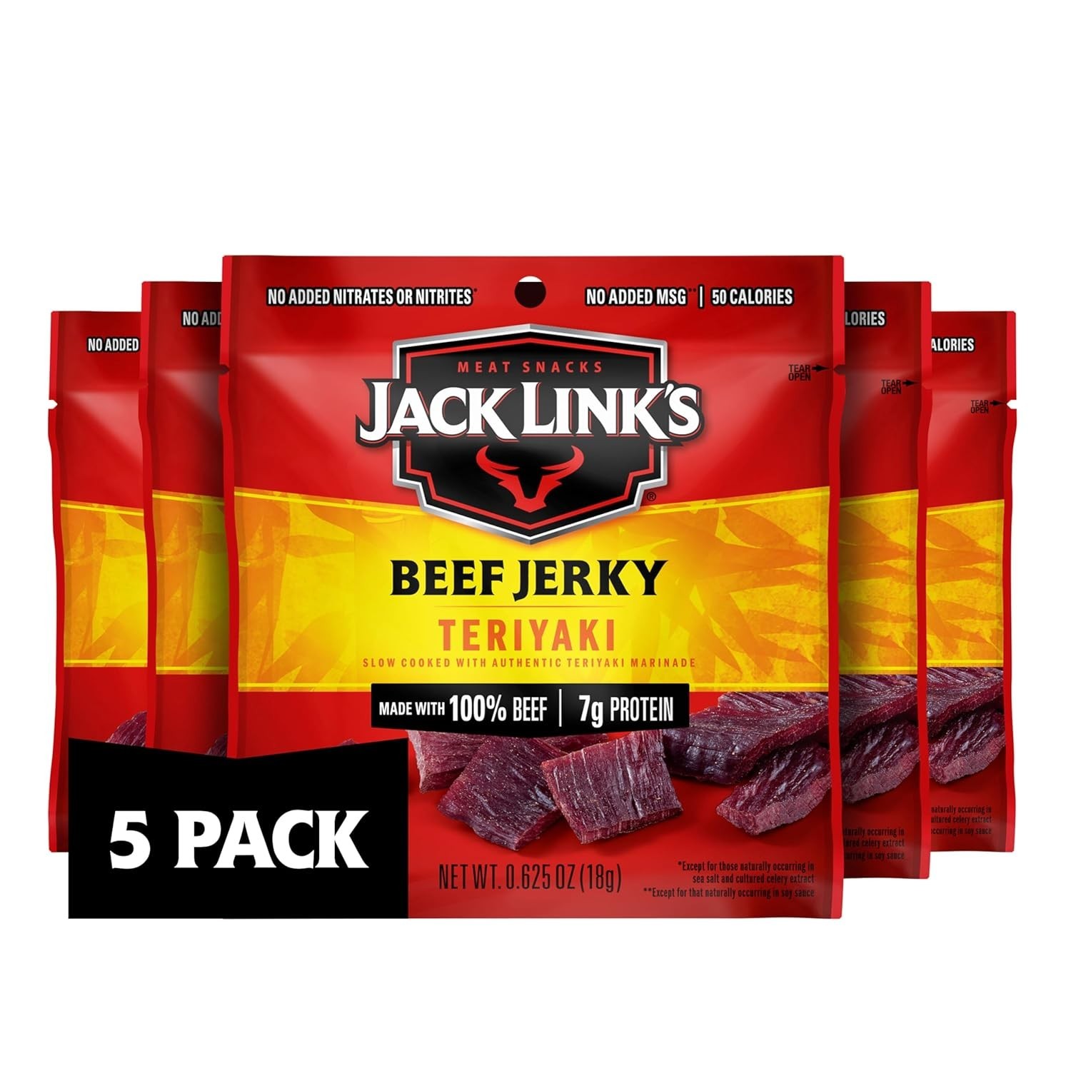 Jack Link’s Beef Jerky, Teriyaki, Multipack Bags – Flavorful Meat Snacks