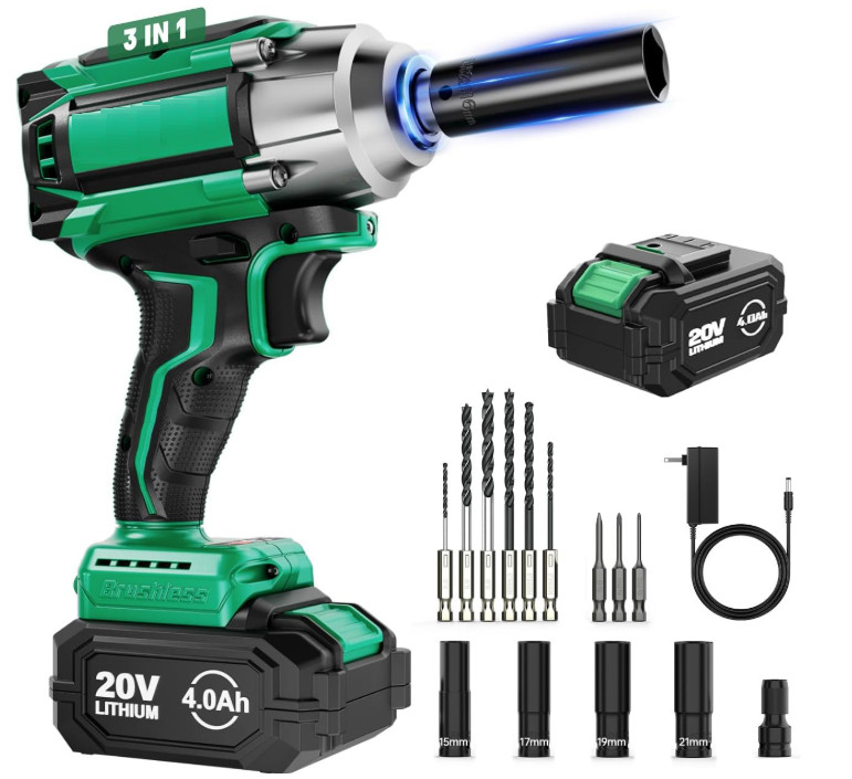 Llave de Impacto Inalámbrica de 1/2″, 550 N·m (410 lb-pie), 4000 RPM / 3500 IPM,