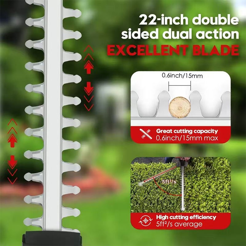 22Inch Cordless Hedge Trimmer Cordless Electric Hedge Trimmer w/2* 24V Battery