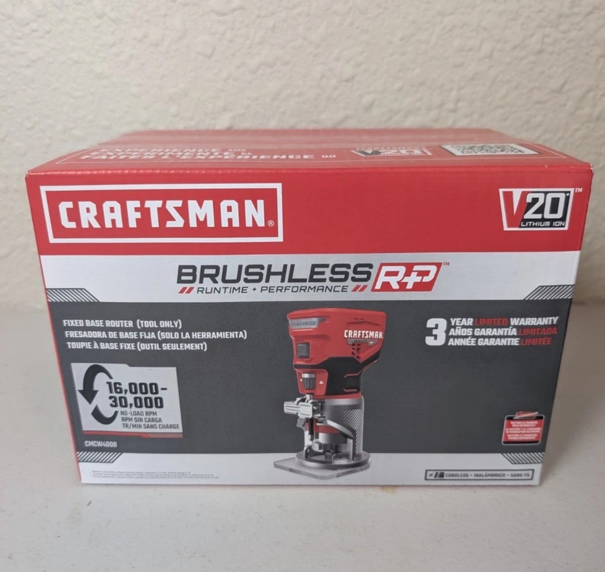 Craftsman V20 Brushless RP Fixed Base Cordless Router Tool Only New Free Ship