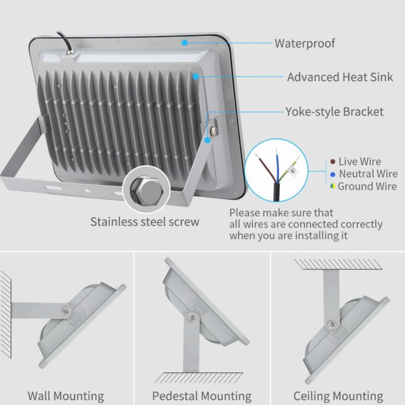 1000W 800W 500W 300W 200W 150W 100W 50W 30W 20W 10W LED Flood Light Outdoor Lamp