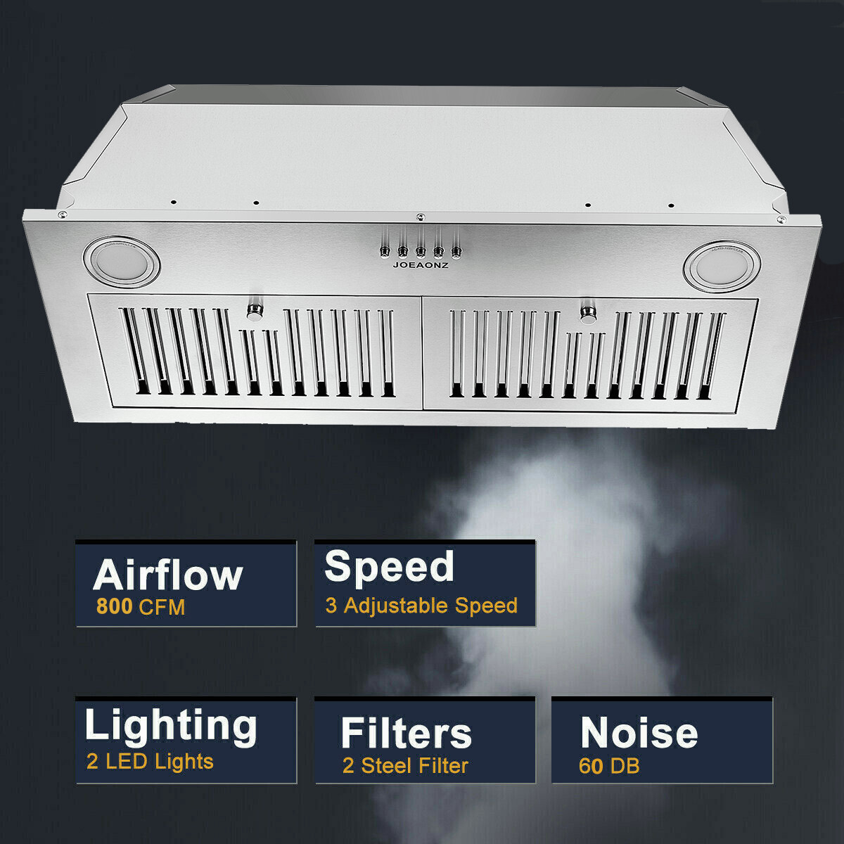 30in 800CFM Built-In/Insert Range Hood vent Ducted/Ductless Stainless Steel LED