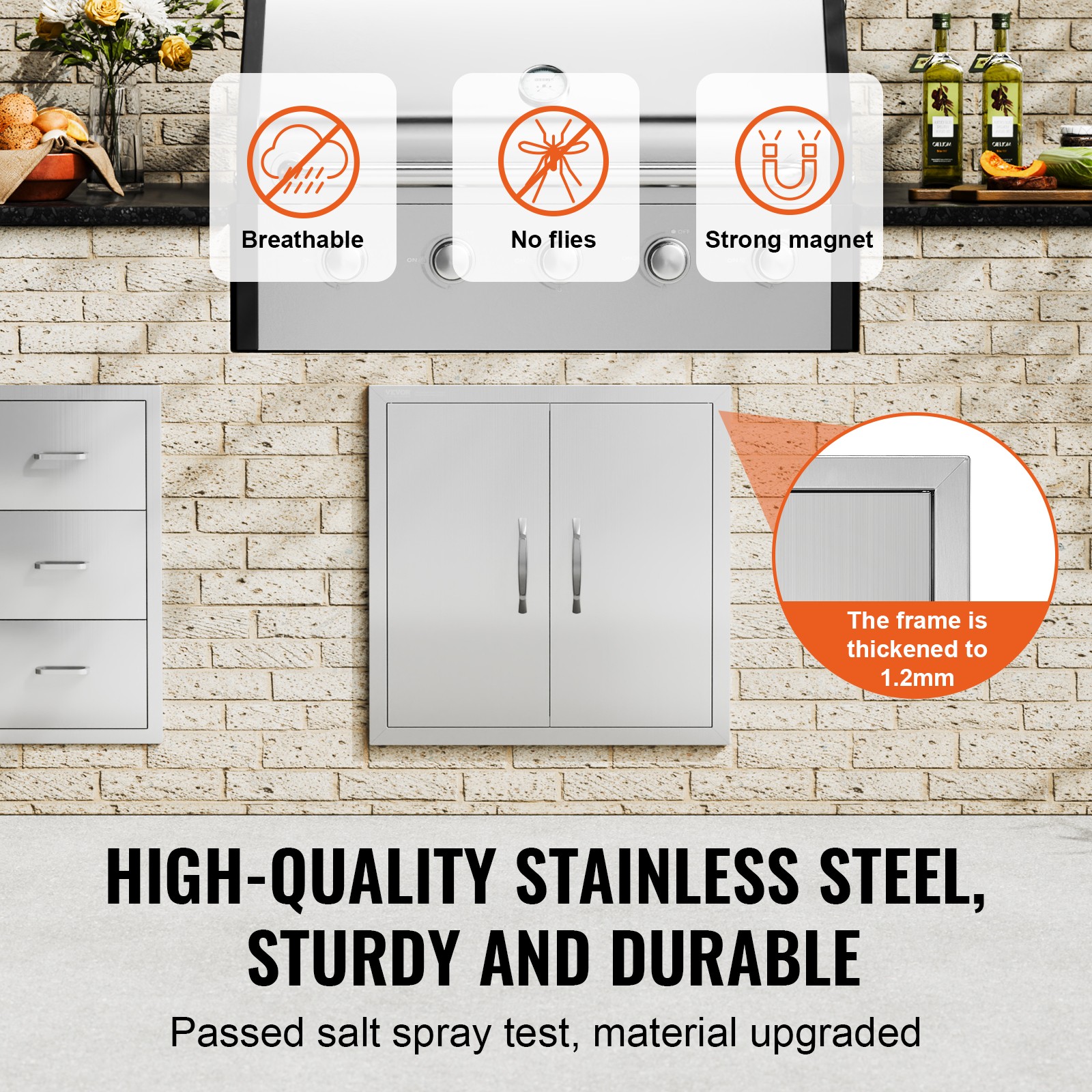 VEVOR 24×24 Inch BBQ Island Access Door Outdoor Kitchen Door Stainless Steel