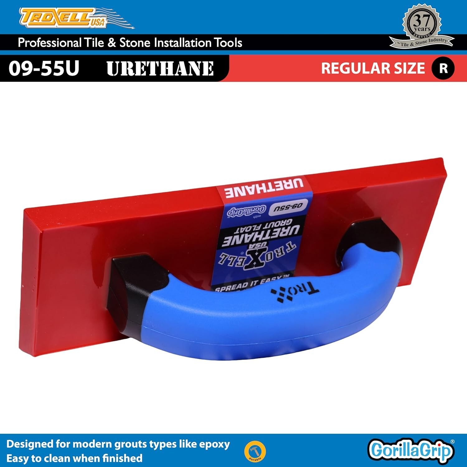 Troxell USA Red Urethane Grout Float 4 x 9 Soft Grip Comfortable Lightweight