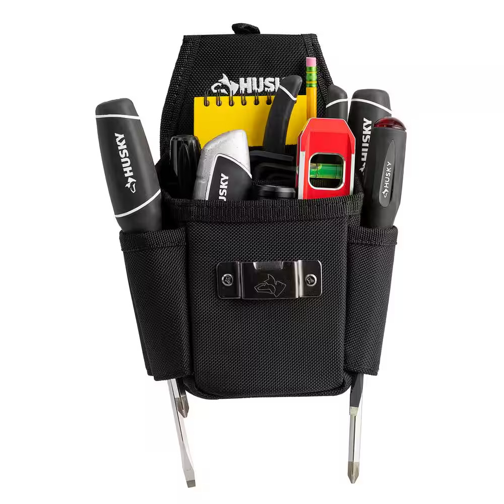 Husky 6.7 In. Black 3-Pocket Utility Tool Belt Pouch