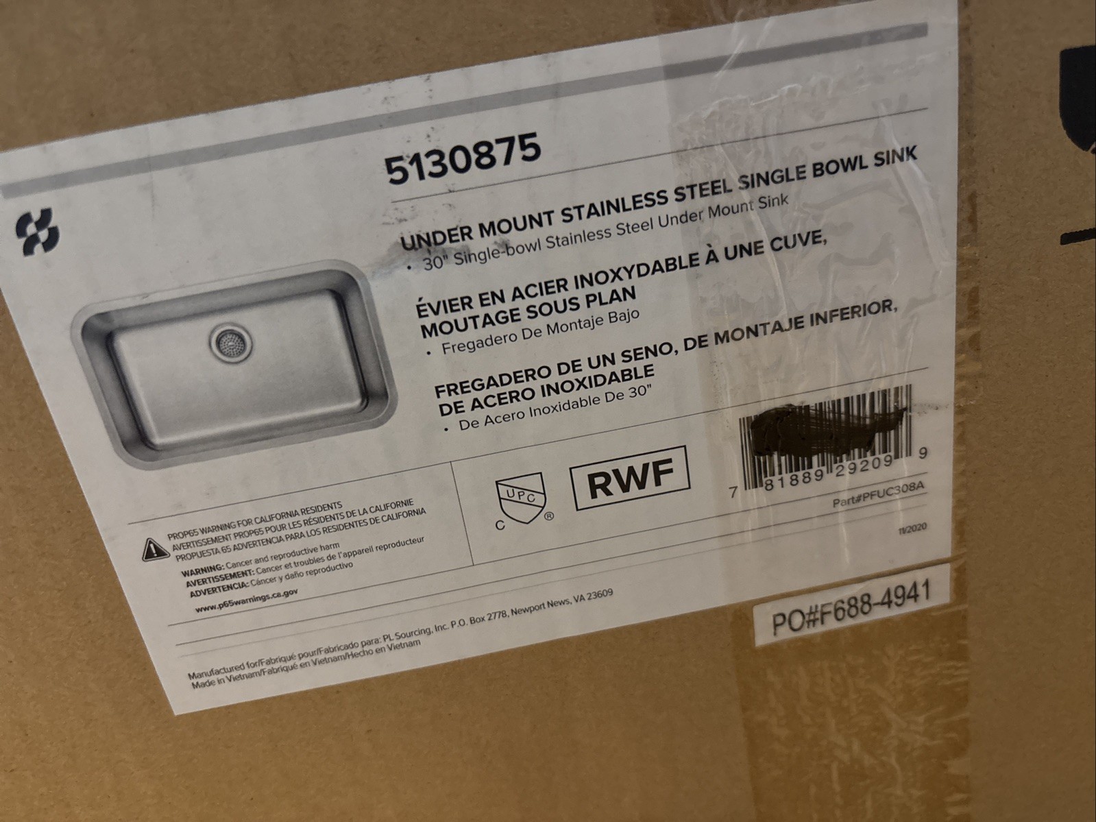 Kohler Buckley 30-1/4″ Undermount Single Basin Stainless Steel Kitchen Sink