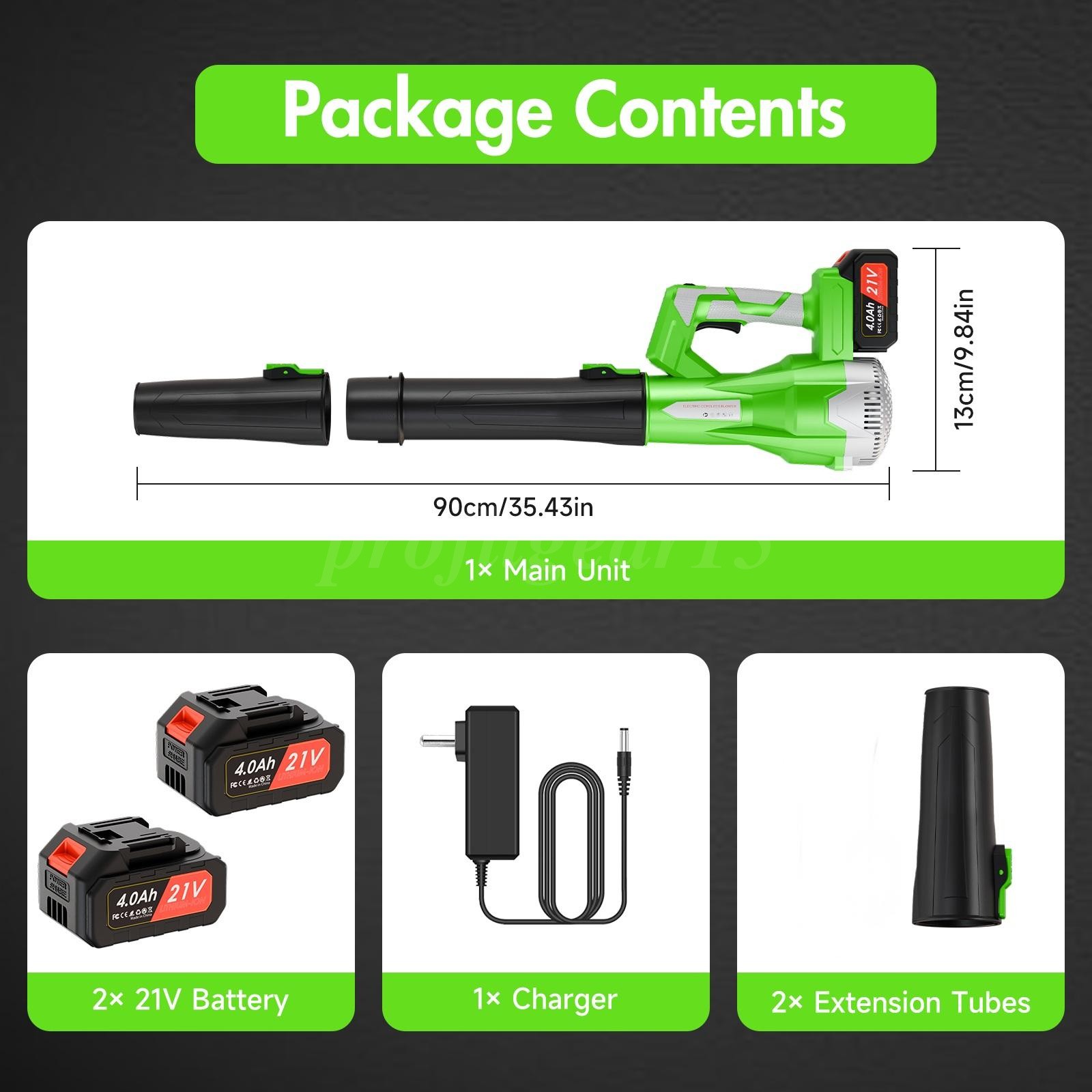 Cordless Leaf Blower 650CFM/150MPH & 6 Speed Levels Electric w/2 Batteries 4.0Ah