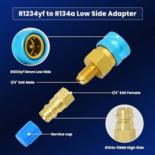 R1234YF Adapter, R1234yf to R134a Quick Coupler, High Low Side Conversion Kit