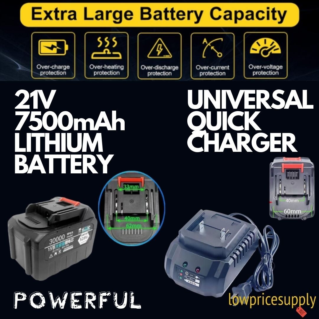 Most Powerful Turbo 21v Battery Lithium Ion 7500mAh Leaf Blower, Mini Saw,Makita