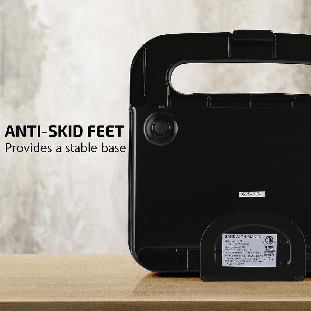 Electric Sandwich Maker, Non-Stick Plates, Indicator Lights, New-Black GPS401B