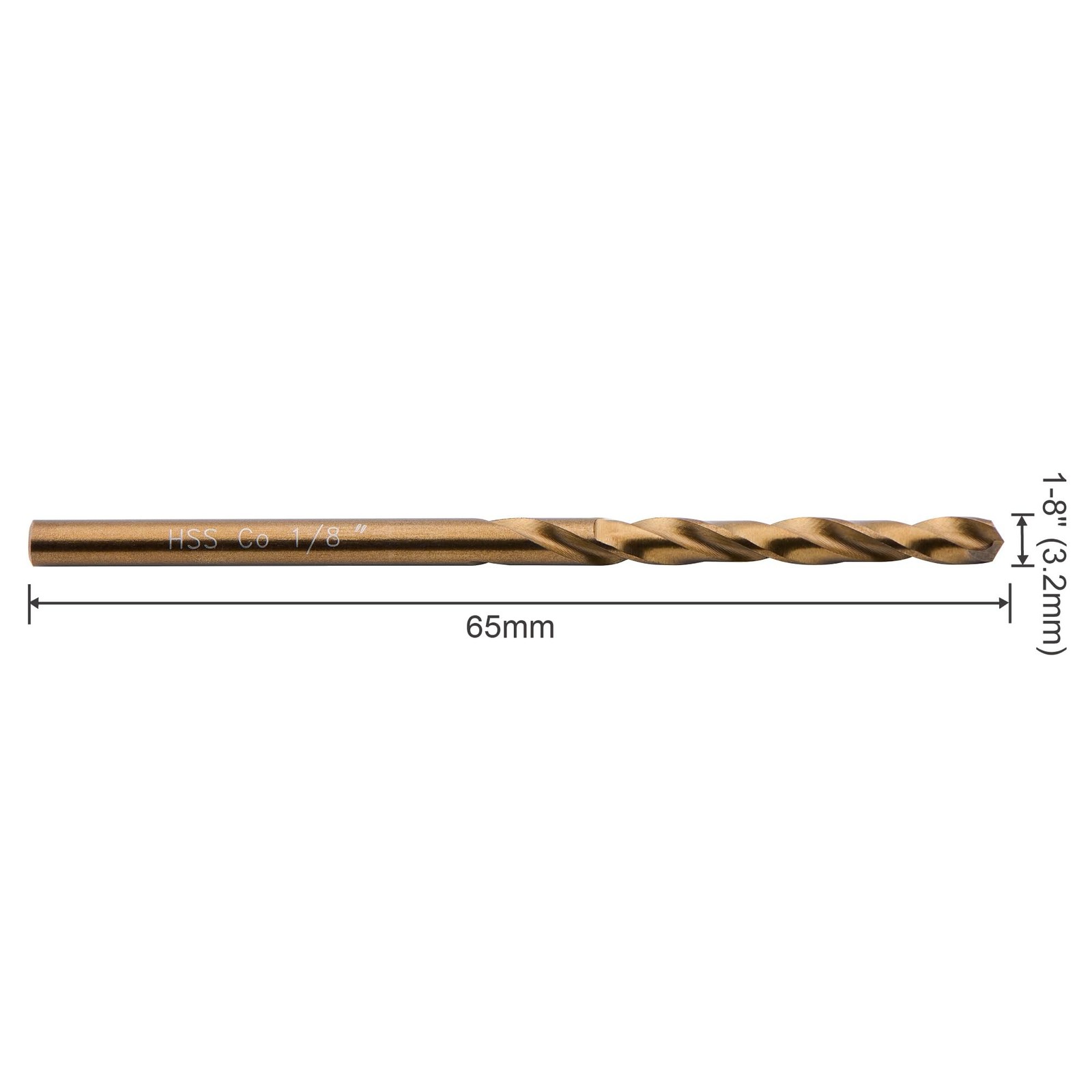 10 Pcs High Speed Steel 1/8 Inch Cobalt Drill Bit Set 3.2mm (1/8″) Jobber Len…