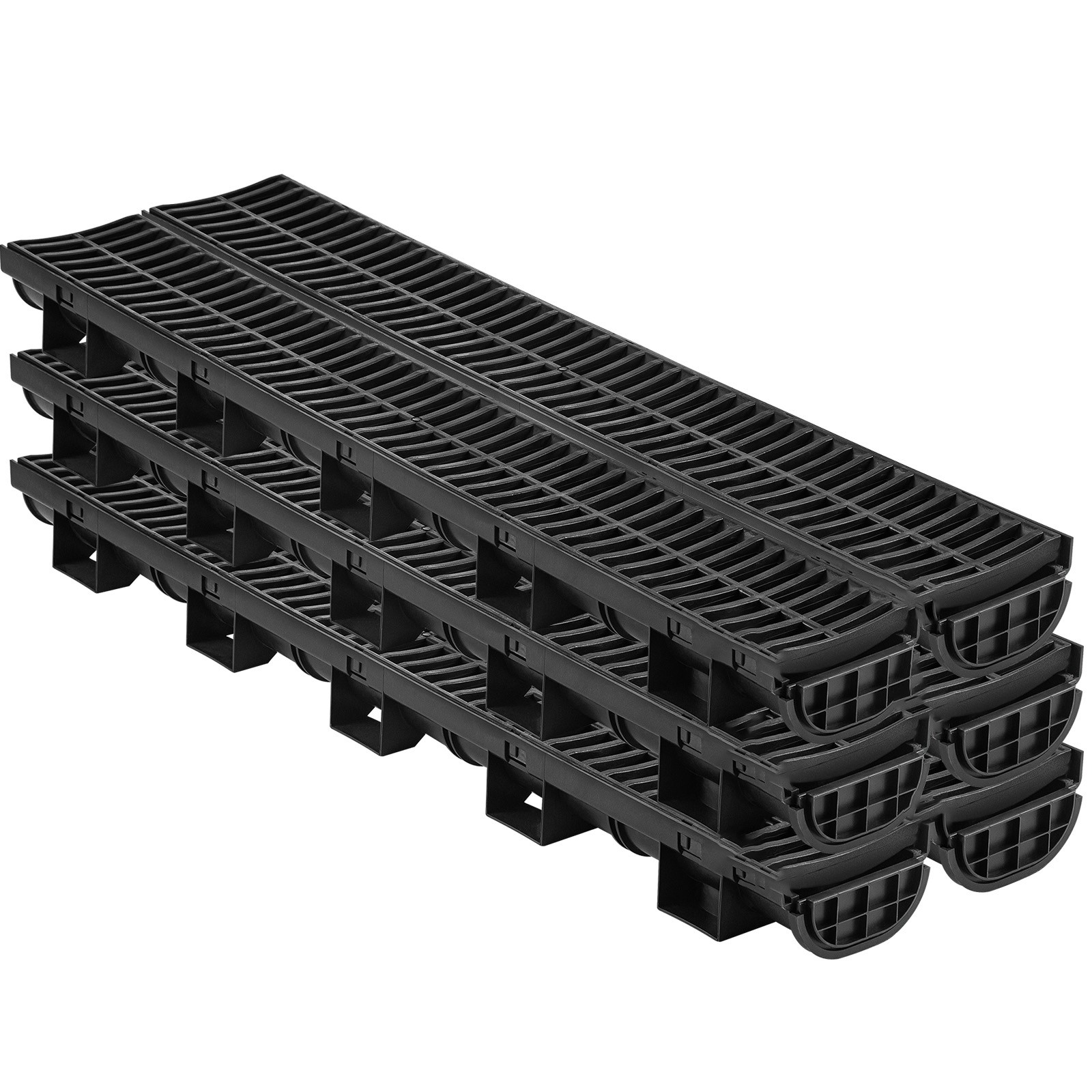 VEVOR Drainage Trench Driveway Channel Drain Kit Plastic Grate-5.8″x3.1″-6 Pack