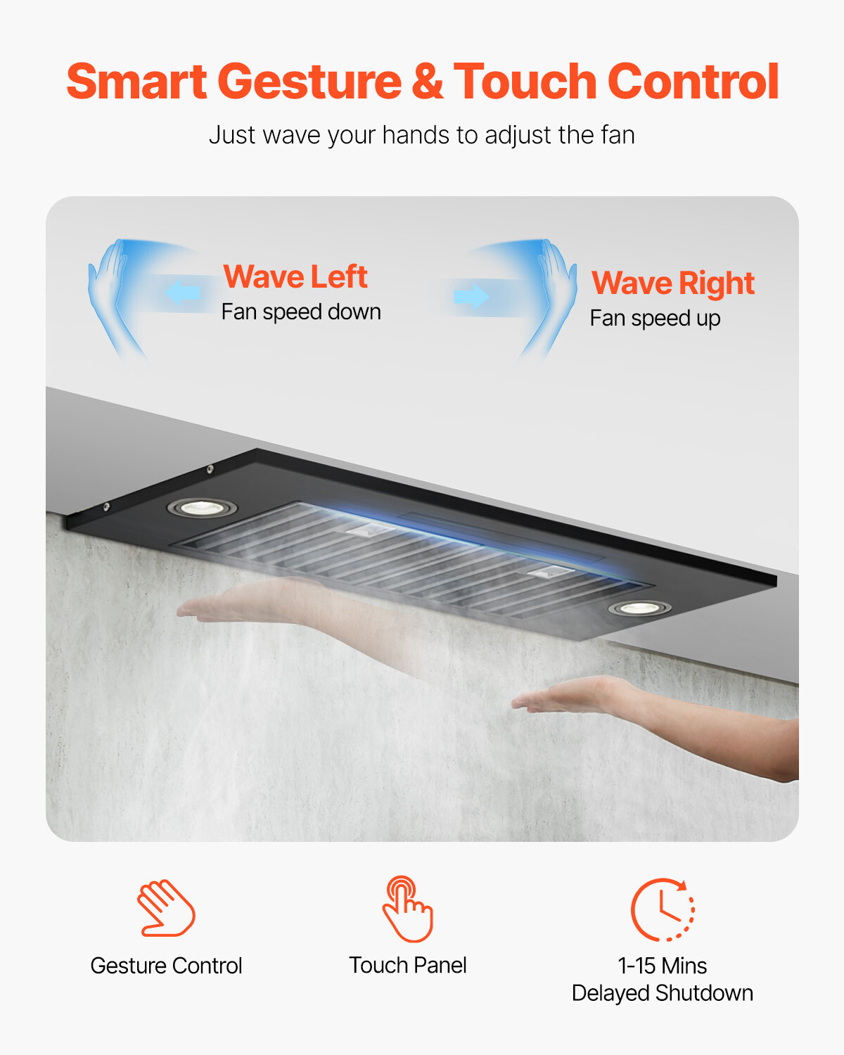 30in Built-in Range Hood Insert Vent Hood 800CFM Gesture & Touch Control