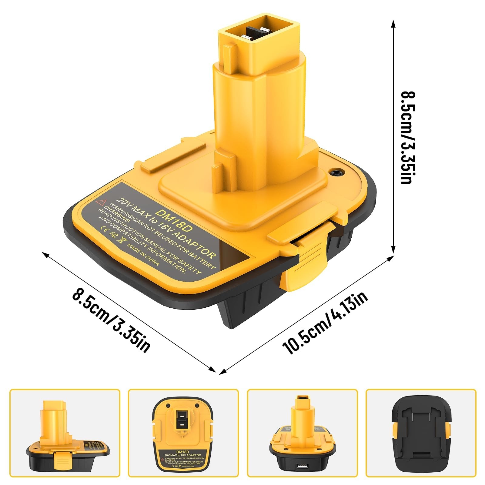 DM18D Adapter Converter compatible with Dewalt 20V or Mil-waukee 18V Battery