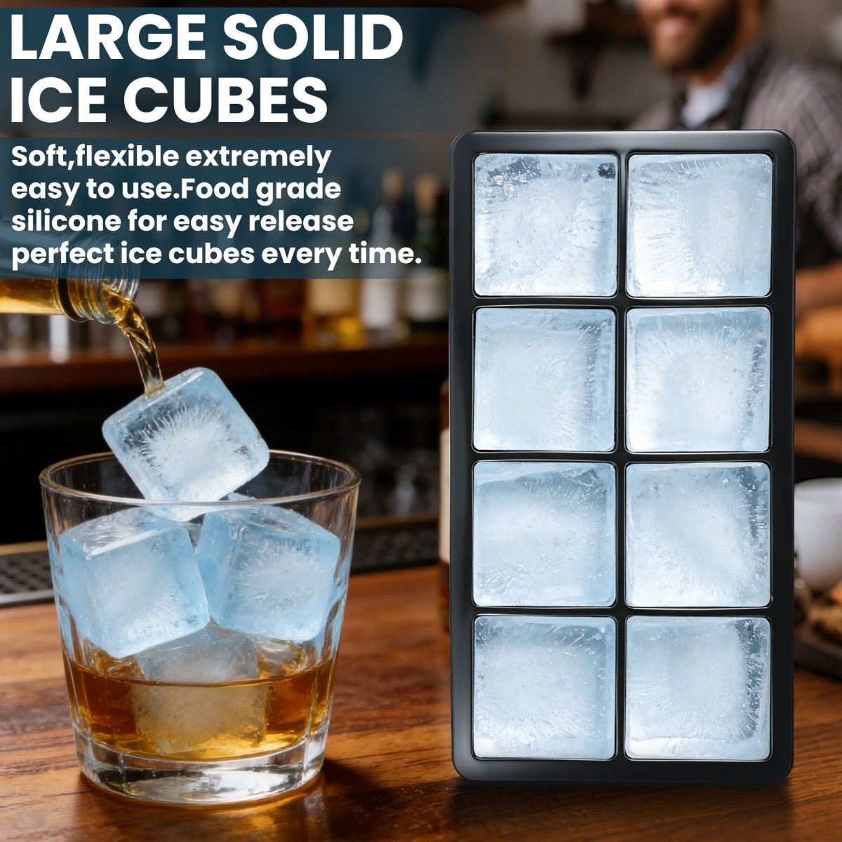ICE Balls Maker Silicone Round Sphere Trays Molds Ice Cube for Whiskey Cocktails