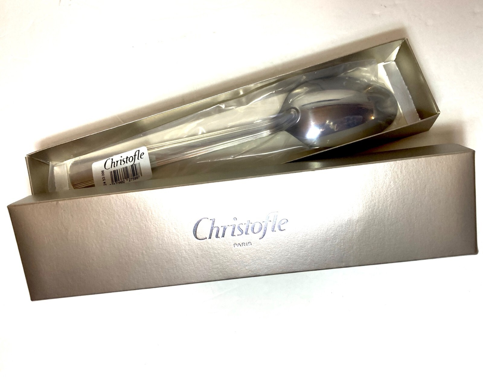CHRISTOFLE HUDSON STAINLESS STEEL SERVING SPOON 2453006 9.8 IN FRANCE NEW SEALED