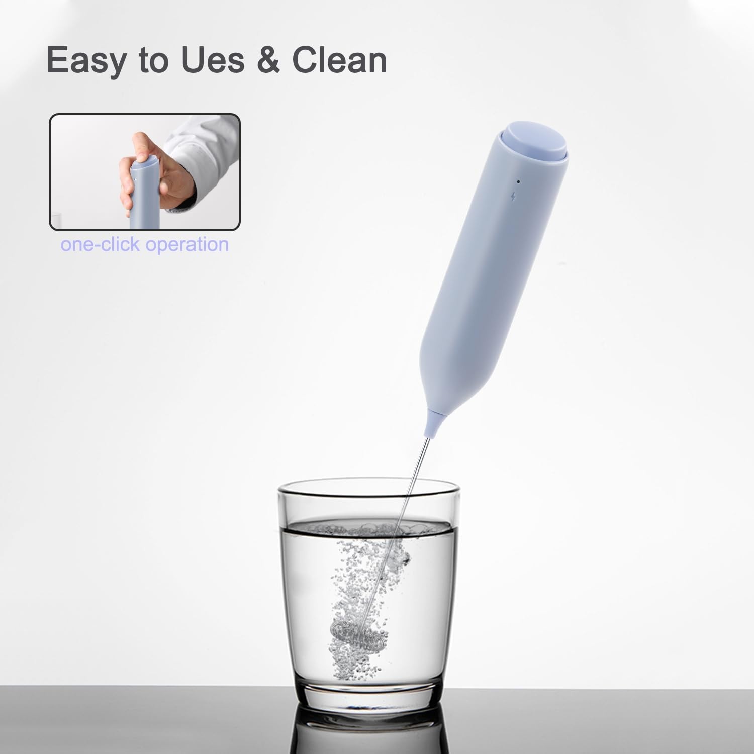 Rechargeable Electric Milk Frother with Stand – Handheld Coffee Whisk