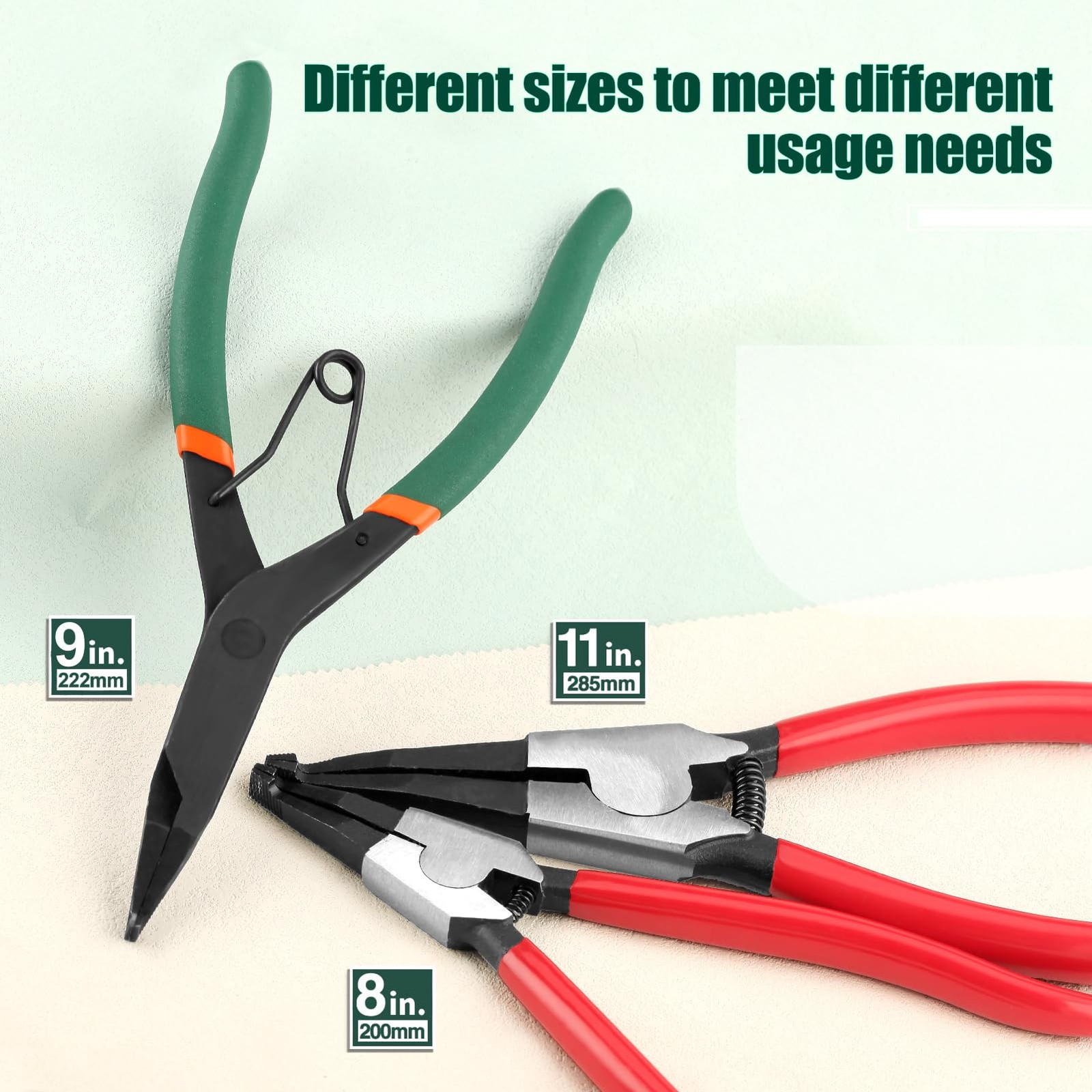 9 inch Angle Tip Lock Ring Pliers for Transmission , Special Circlip