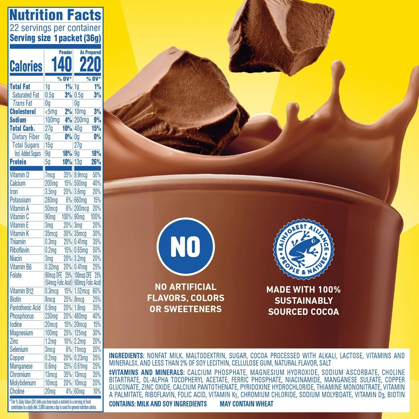 Carnation Instant Breakfast Powder Drink Mix, Rich Milk Chocolate, Box of 22