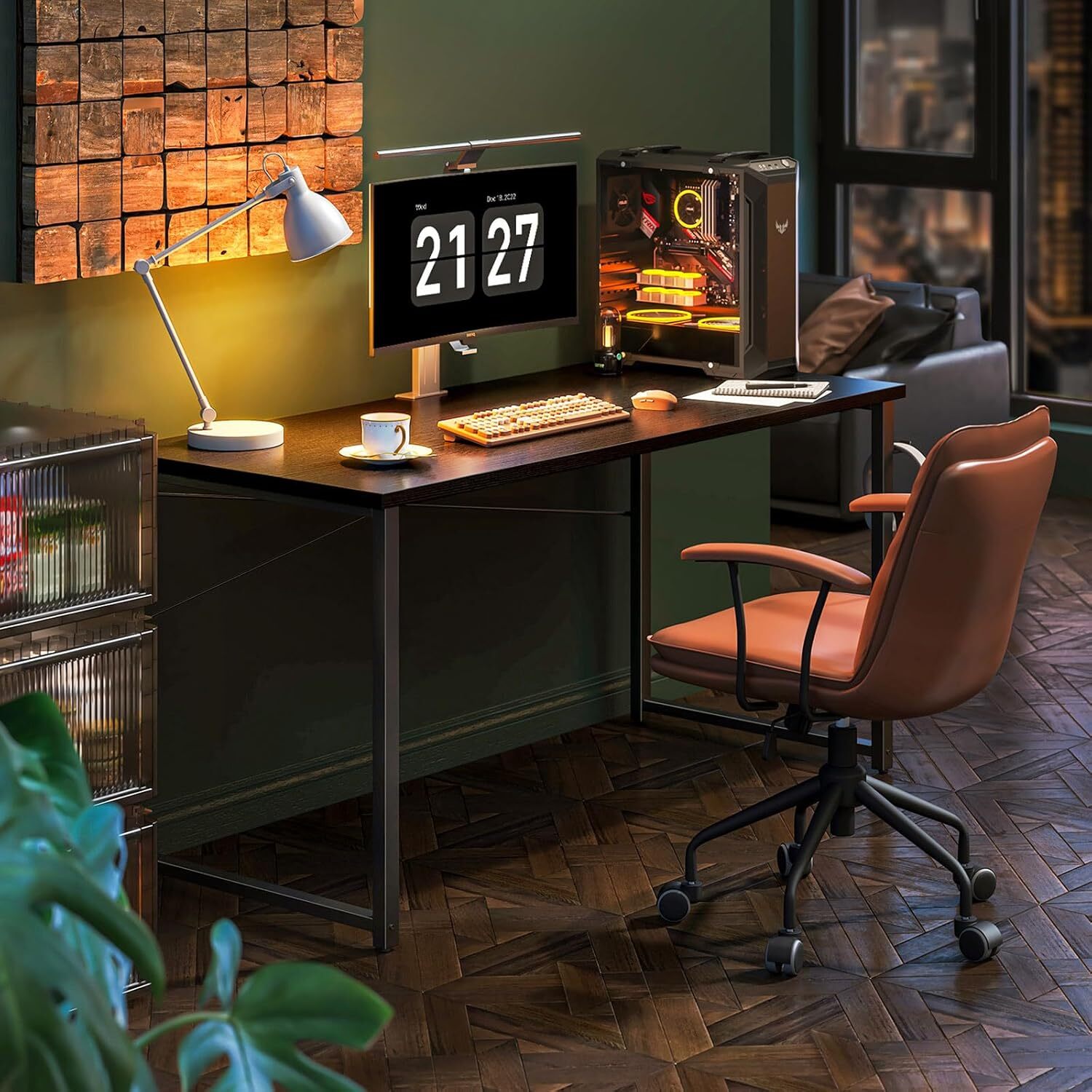 55 Inch Computer Desk, Modern Simple Style Desk for Home Office, Study Student