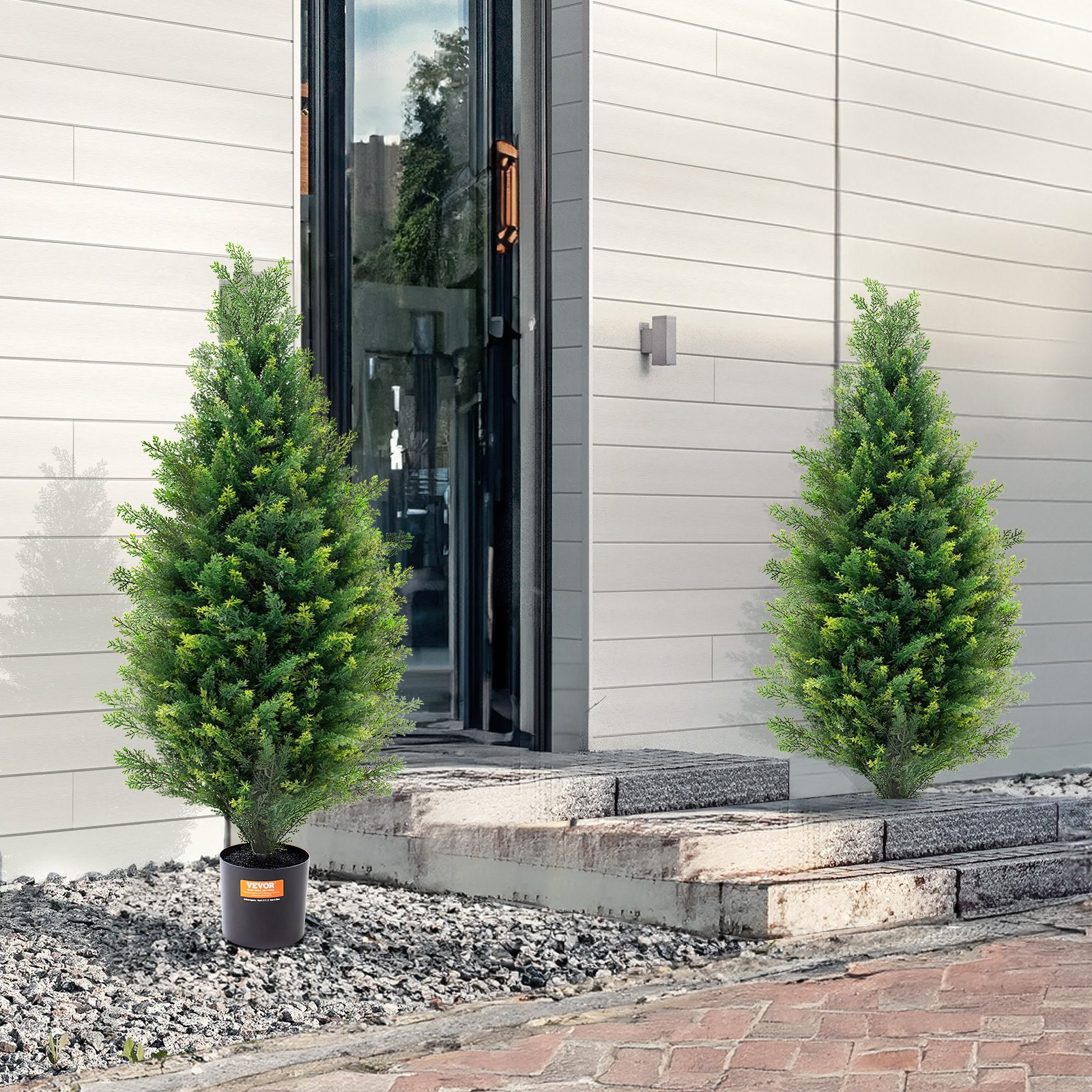 VEVOR Artificial Cedar Topiary Tree, 36 inch Tall (2 Pieces), with Extra Leaves