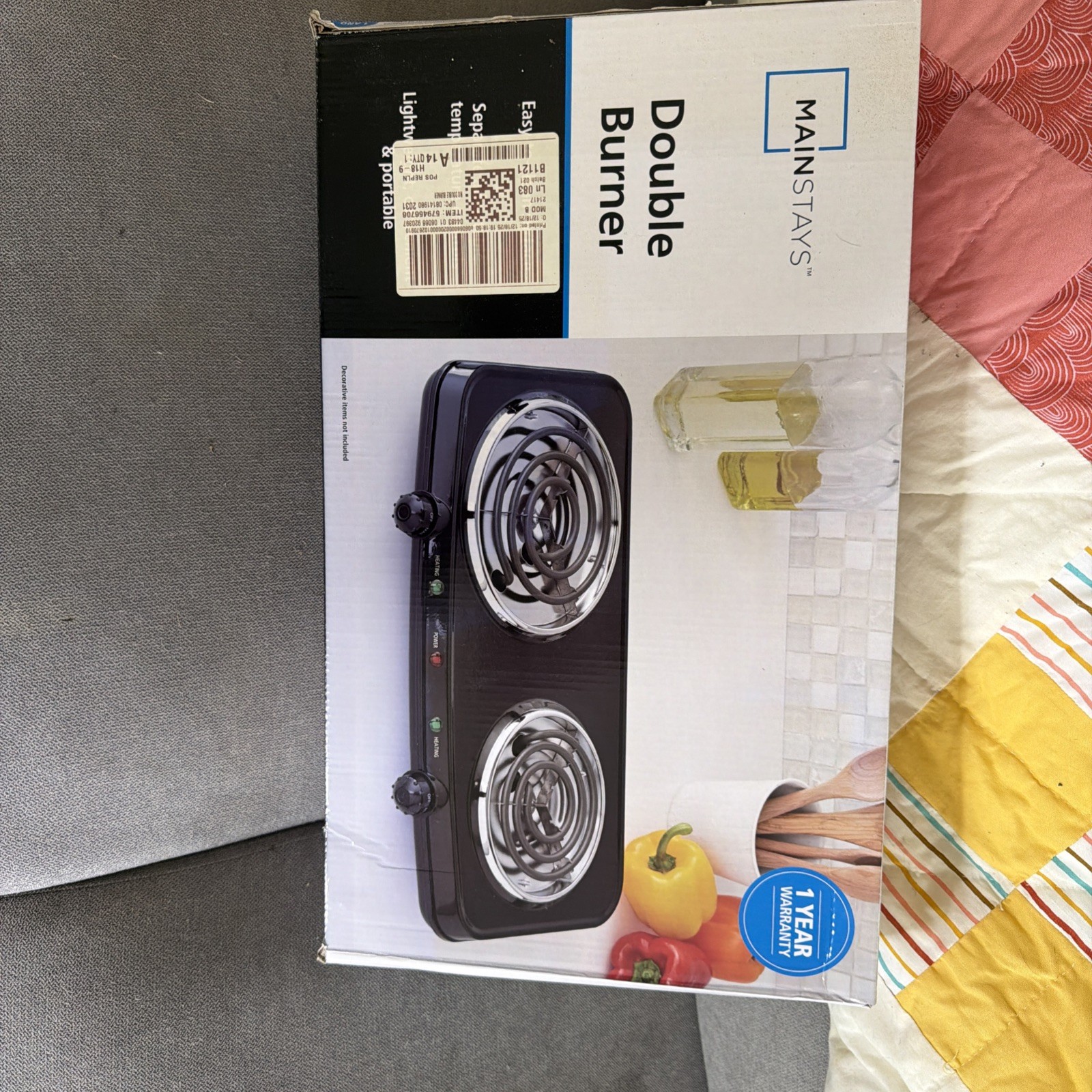 Mainstays Double Burner 120V~ 1800W Portable Easy to Cook Elegant Classic