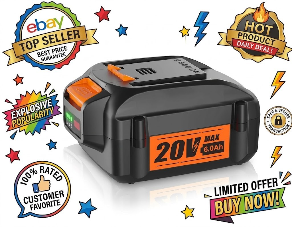 【Upgrade】 6.0Ah 20V Battery for 20V Battery Compatible 20V