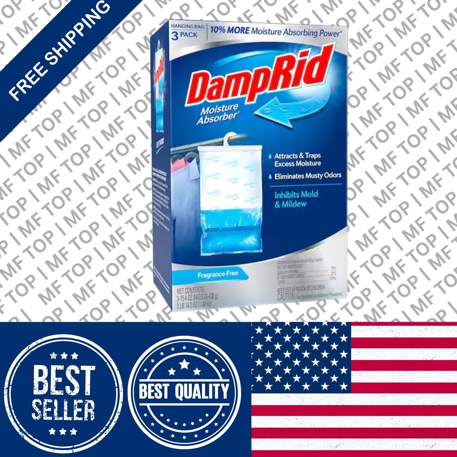 DampRid 15.4 oz Hanging Bag Moisture Absorber Fragrance Free 3-Pack