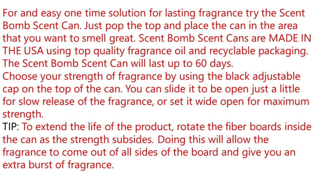 BUY 2 GET 1 FREE Scent Bomb 100% Concentrated Air Freshener 1oz, CAN, GEL DISK