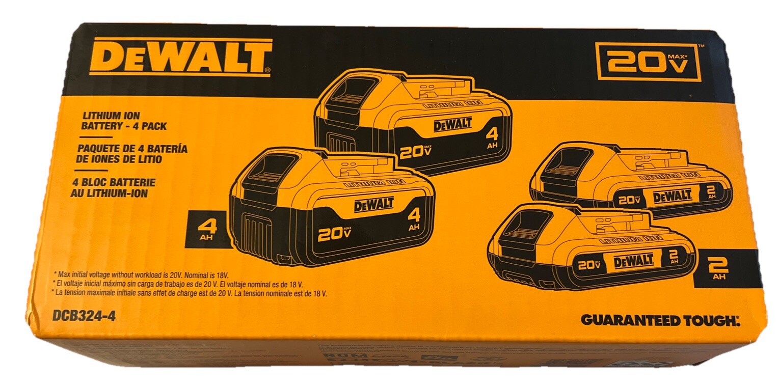 BRAND NEW DEWALT DCB324-4 20V MAX 4 Ah and 2 Ah Batteries (2-DCB204 & 2-DCB203)