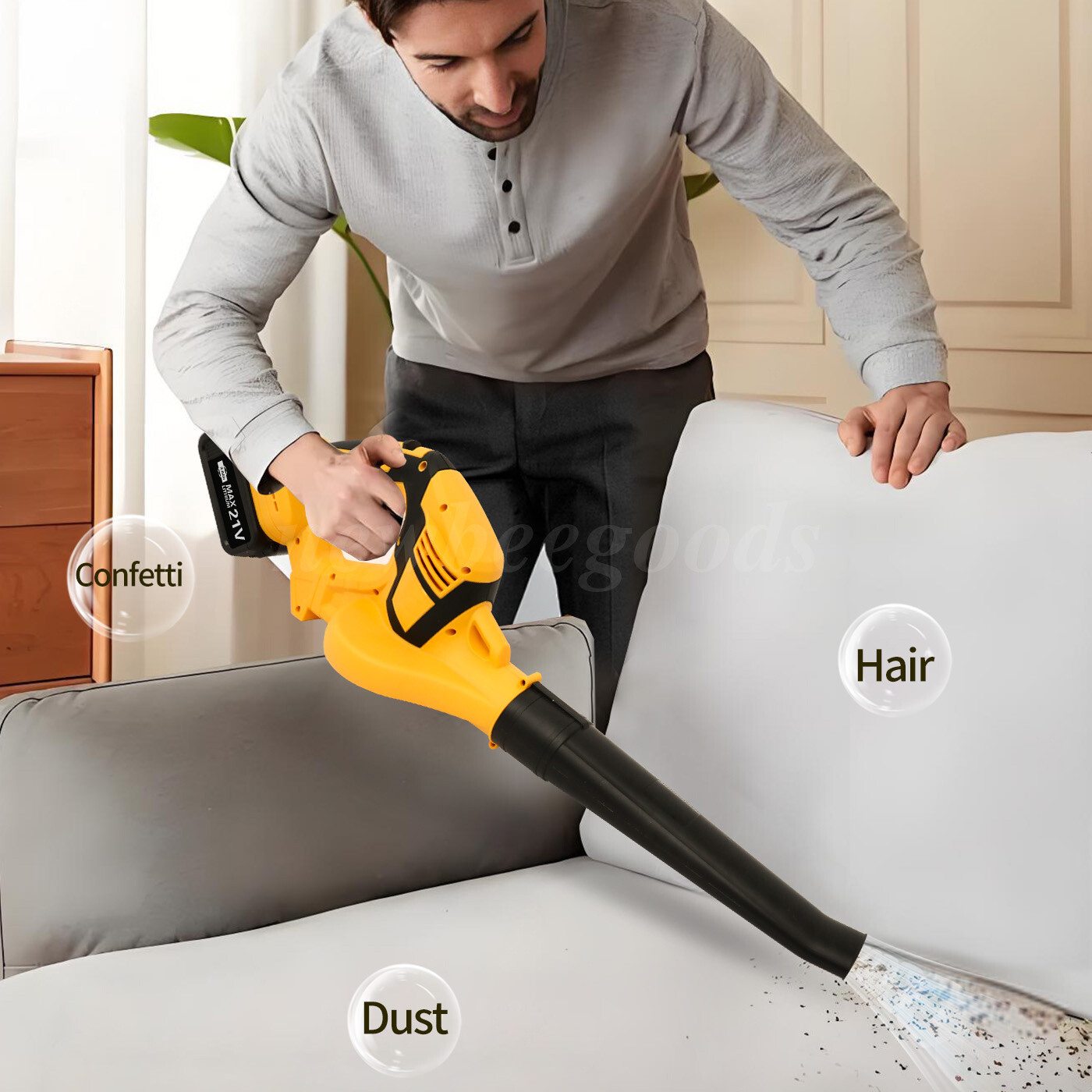 Cordless Leaf Blower W/ 2*3000mAh Battery and Charger 21V 140MPH 540CFM Electric