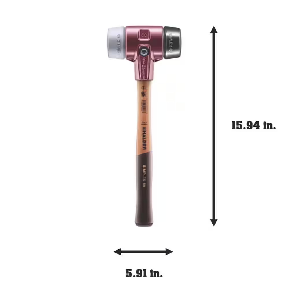 3.5 Lbs. Simplex 60 Mallet with Black Rubber and Grey Rubber Non-Marring Inserts