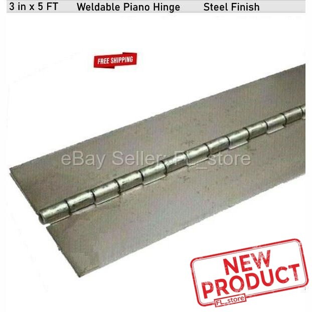 No Holes Piano Hinge 3″ x 60″ Weldable Steel Finish Continuous Nonremovable Pin