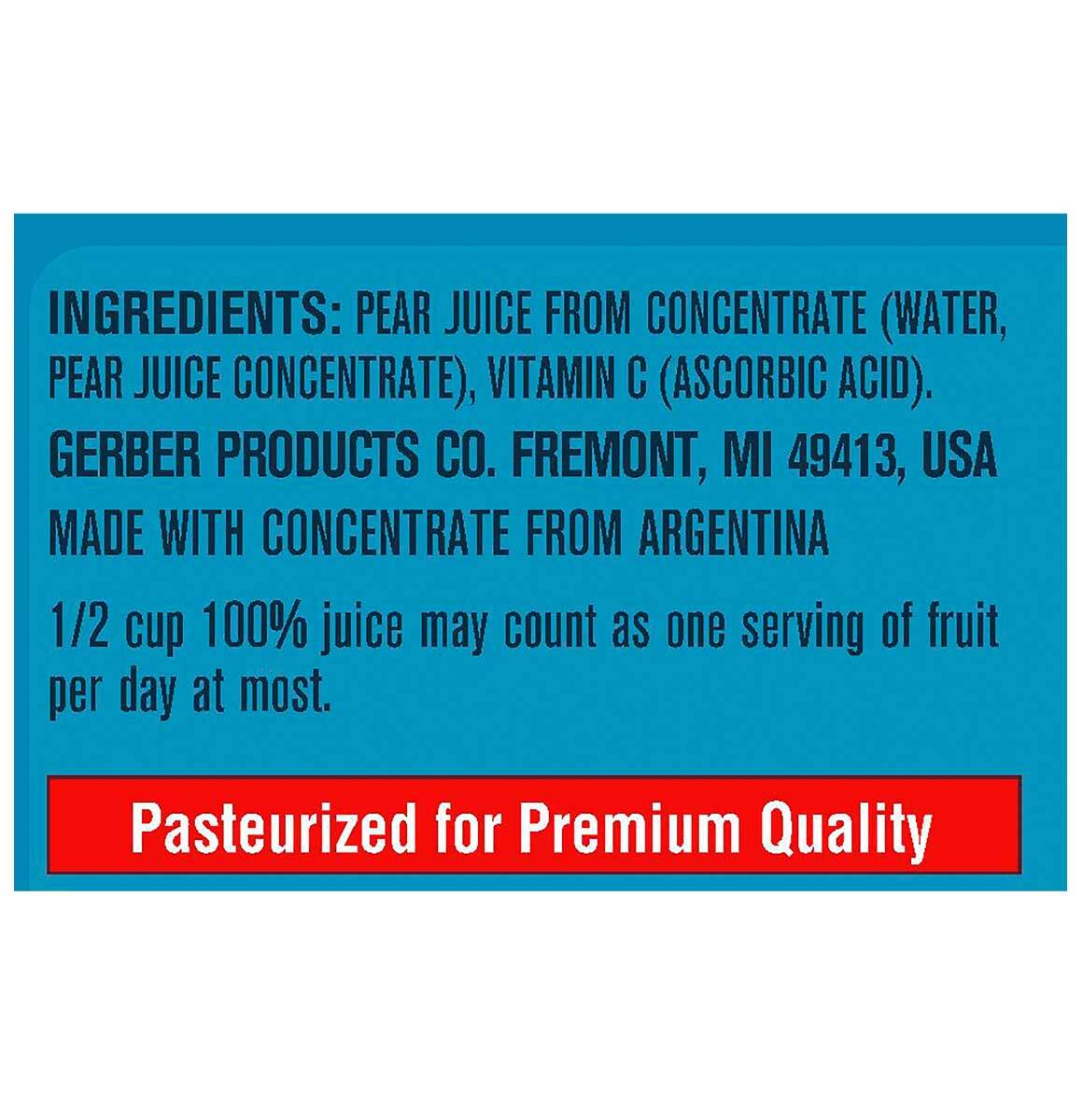 Gerber 100% Pear Juice From Concentrate 12+ Months Non GMO – 32 Oz – Pack of 6