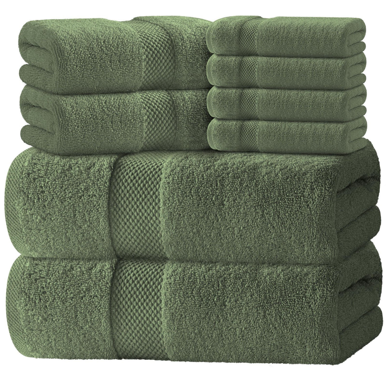 Luxury Sage Bath Towel Set – Hotel Soft Cotton 2/Bath 2/Hand 4/Wash – 8 Piece