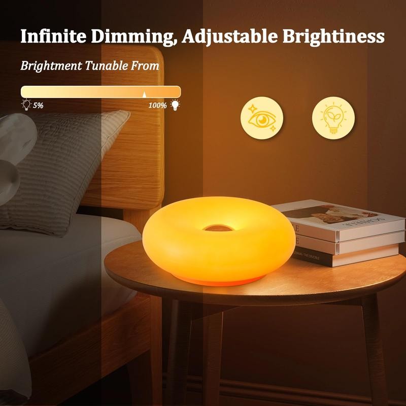 Donut Lamp, Rechargeable Suitable for Bedside/Desk/Wall, Aesthetic Decor & Gift